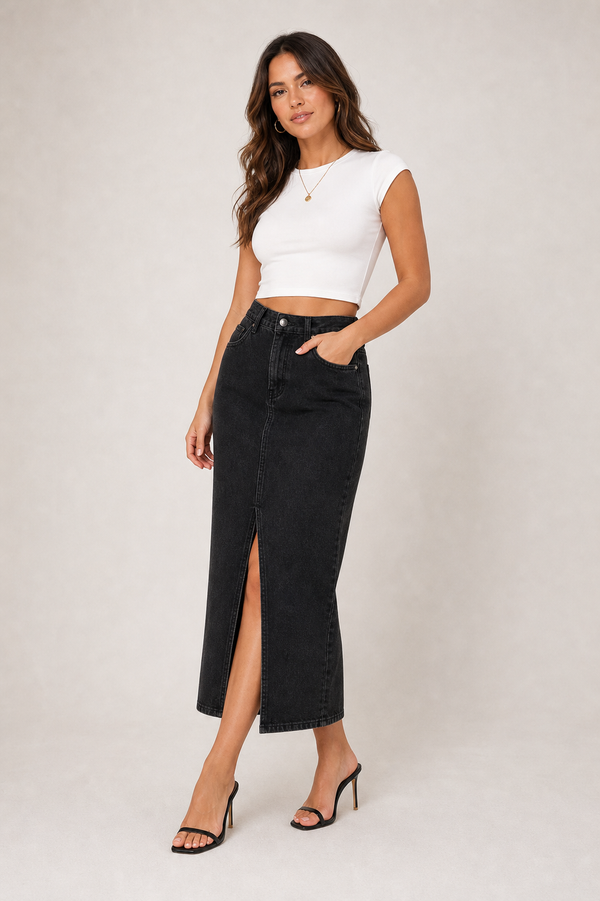 Denim Midi Skirt