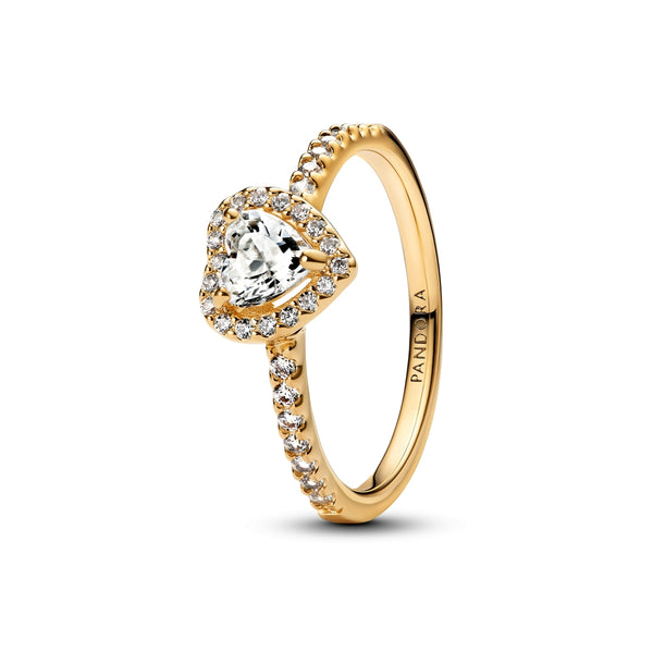 Gold Heart Halo Ring