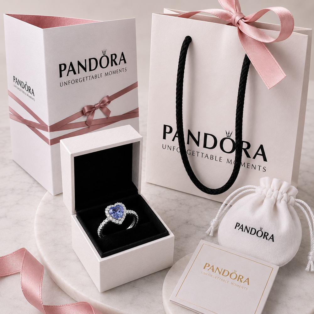 Blue Sparkling Heart Ring