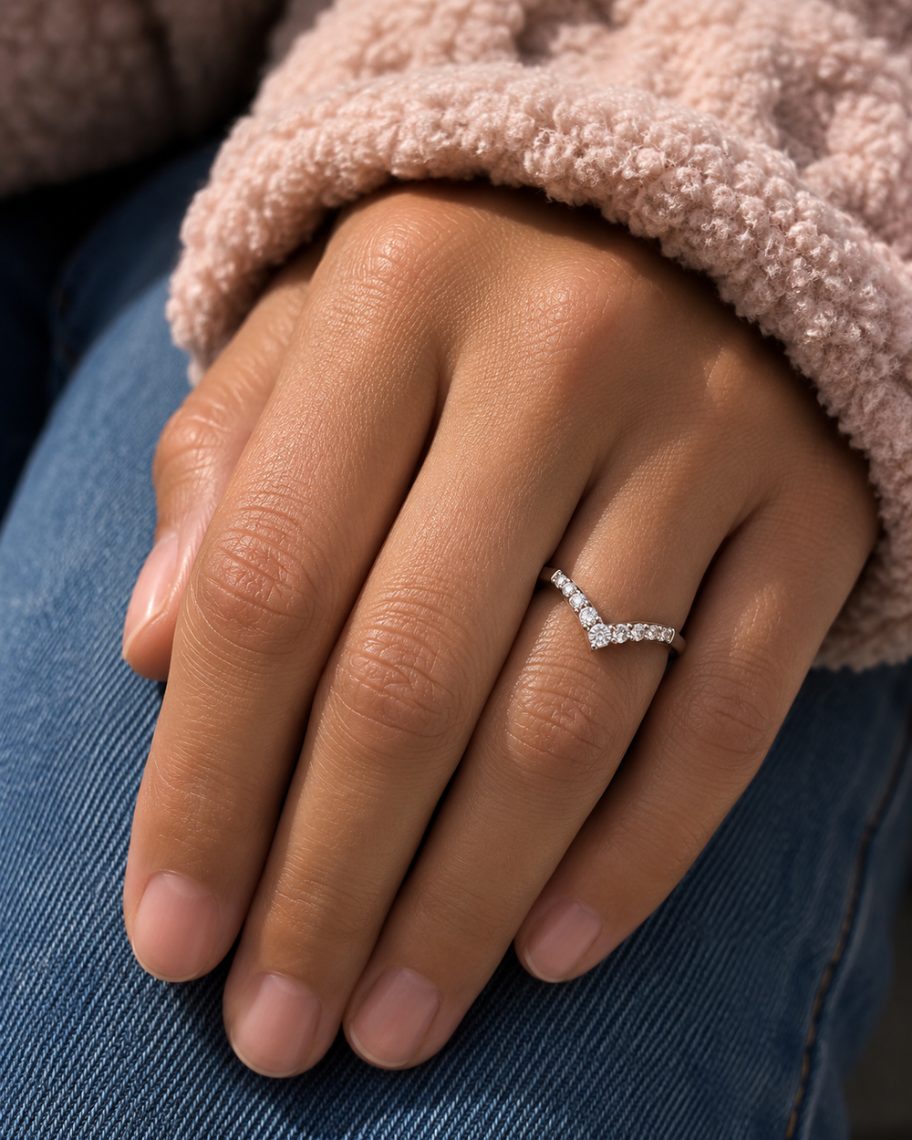 Rose Gold Tiara Wishbone Ring