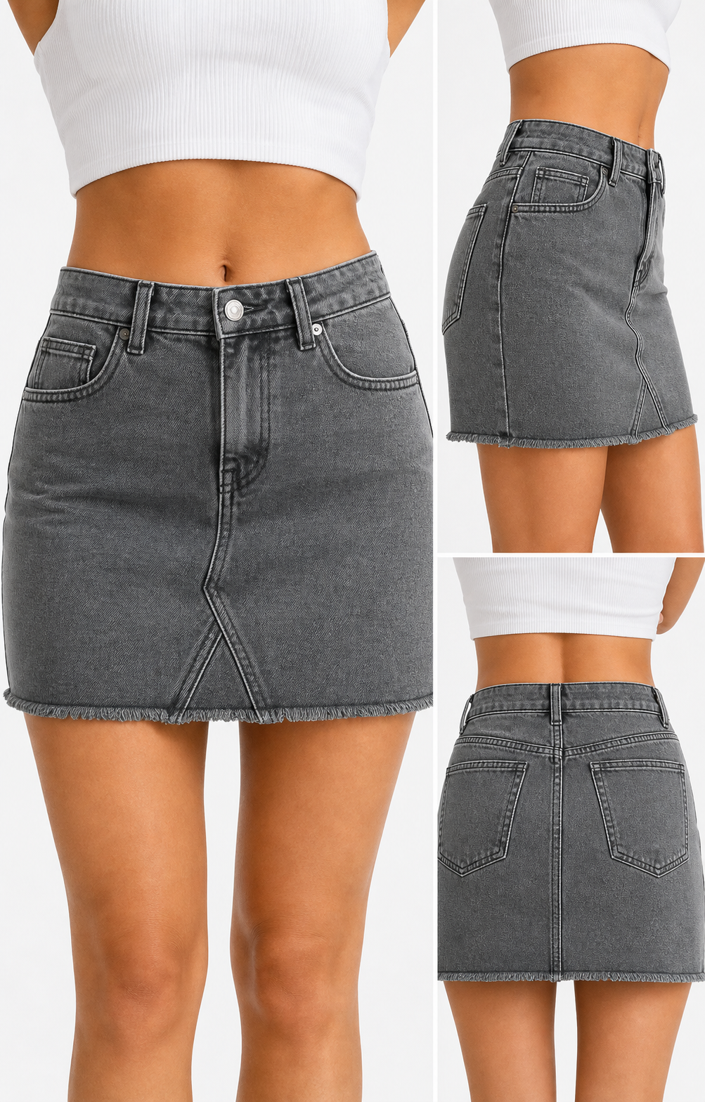 Gray denim mini skirt