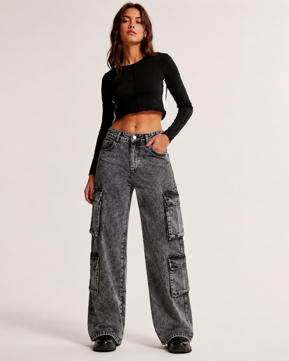 Acid Grey cargo baggy jeans