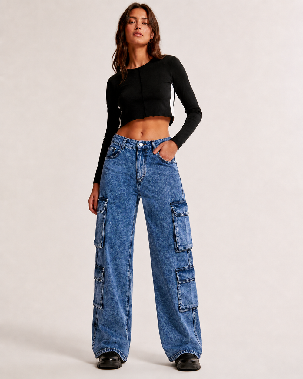 Medium Blue cargo baggy jeans