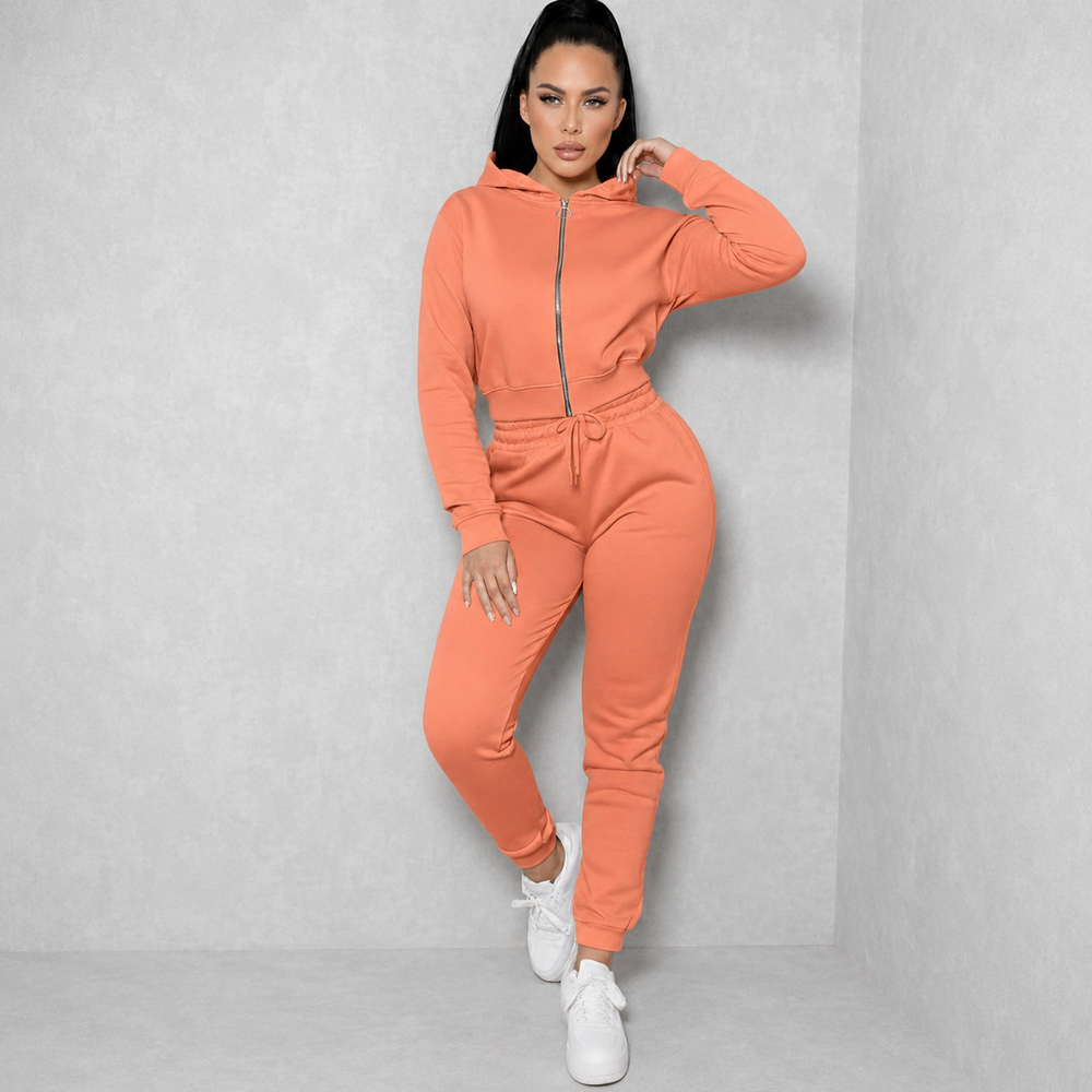 2-Piece Fleece Tracksuit Set — Zip Hoodie & Jogger Pants
