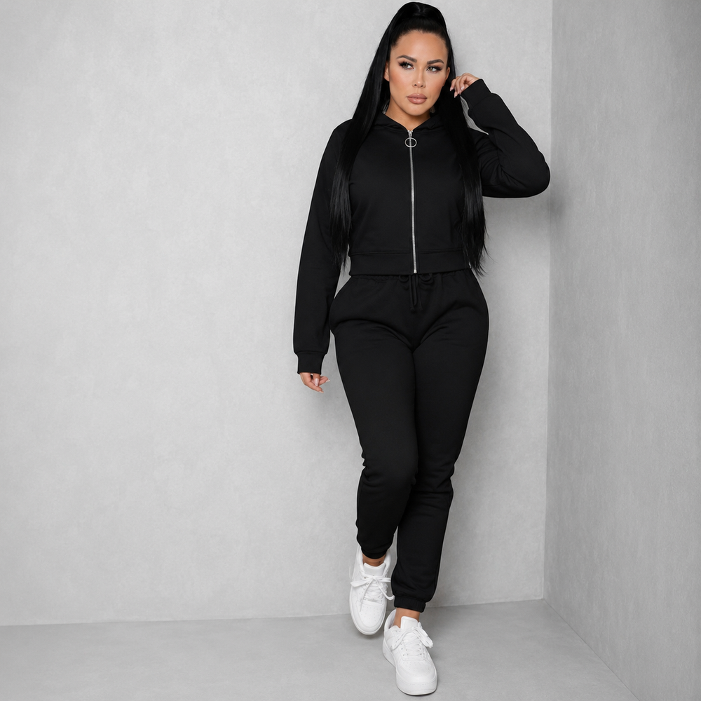 2-Piece Fleece Tracksuit Set — Zip Hoodie & Jogger Pants