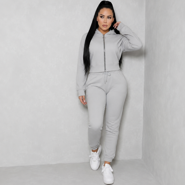 2-Piece Fleece Tracksuit Set — Zip Hoodie & Jogger Pants