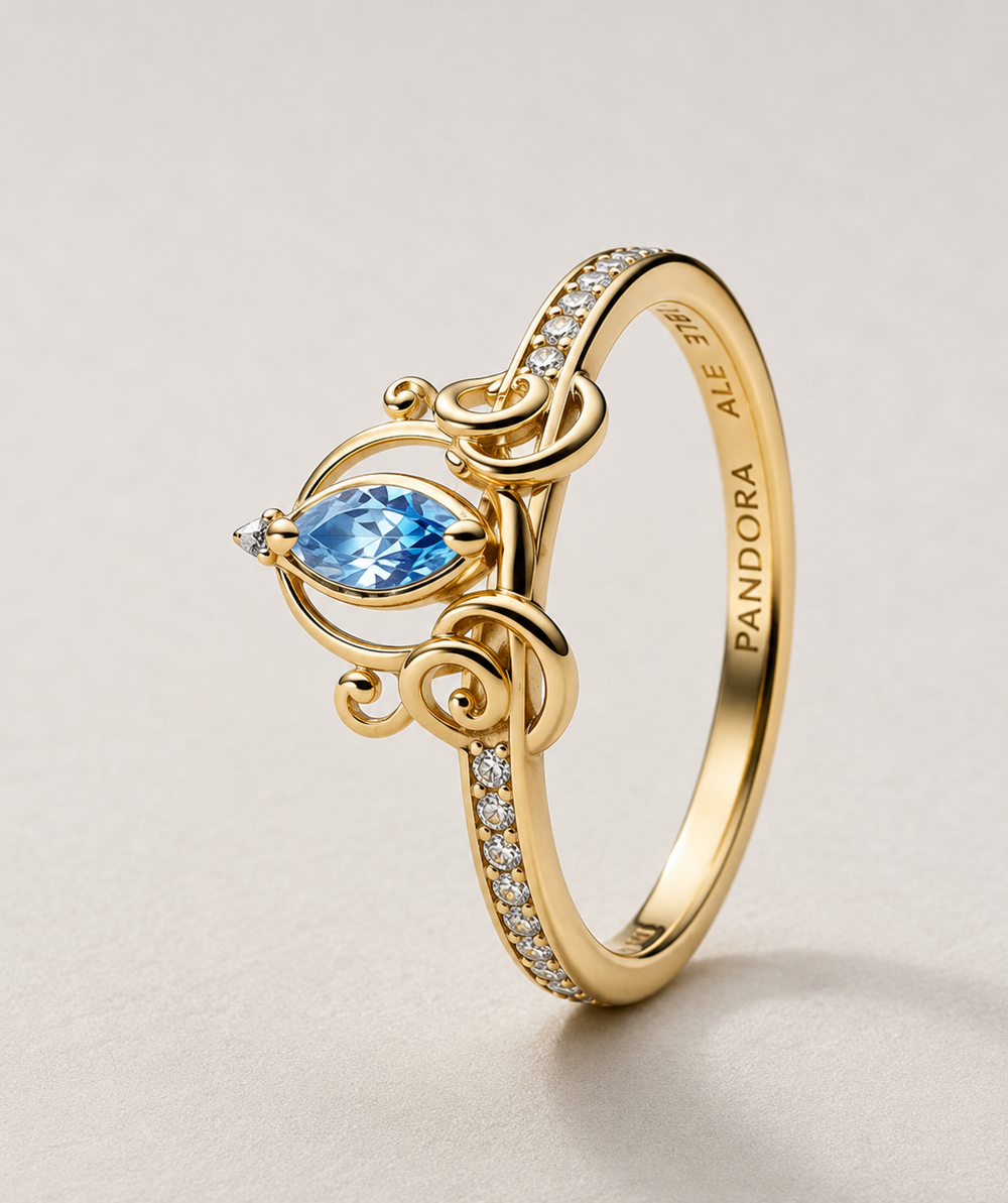 Blue Teardrop Crown Ring