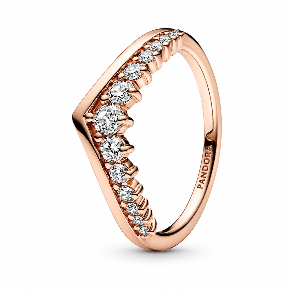 Rose Gold Tiara Wishbone Ring