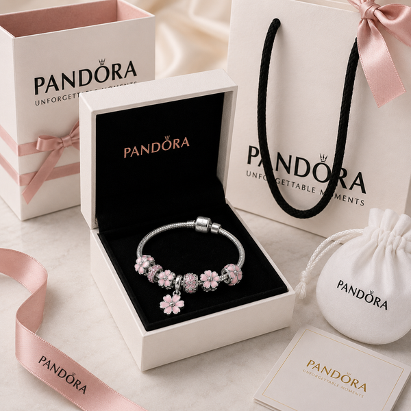 Pink Flower Charm Bracelet