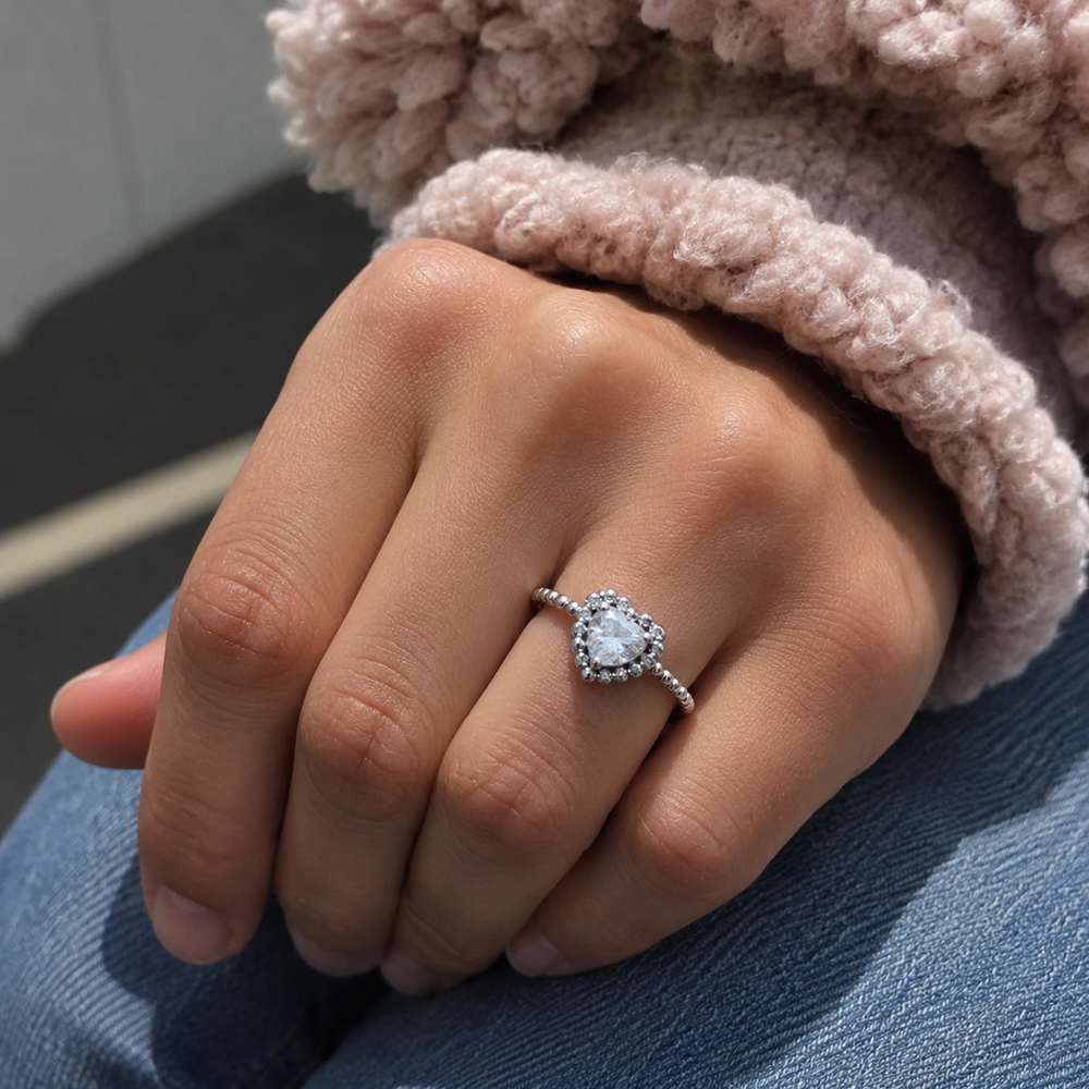 Silver Crown Solitaire Ring