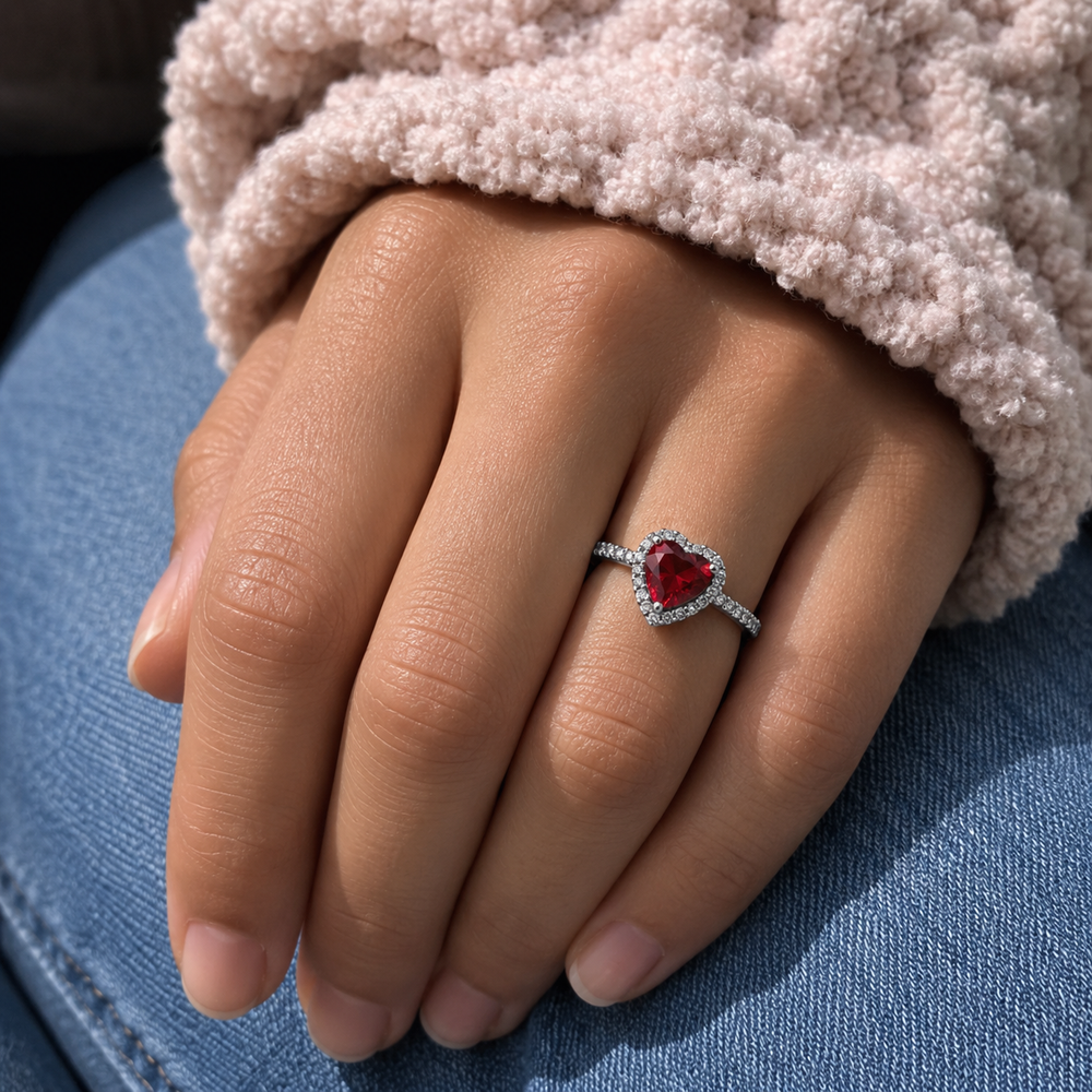 Floating Heart Stone Ring