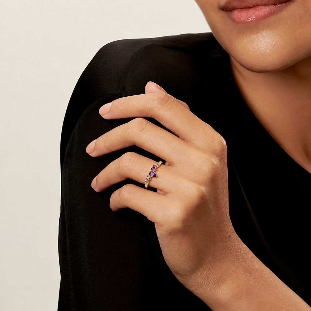 Purple Marquise Crown Ring