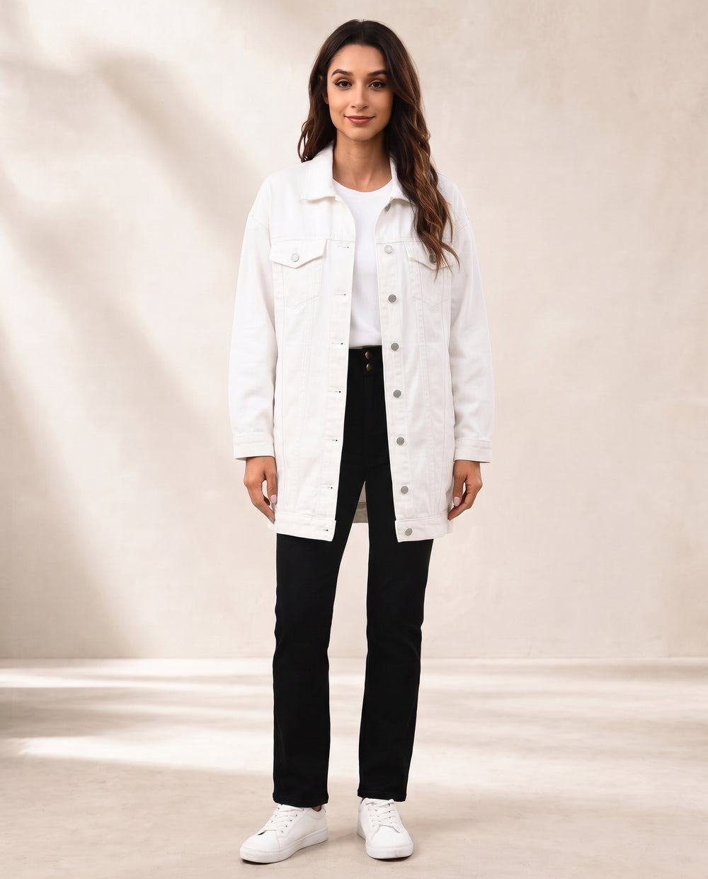 Women's oversized denim jacket – White