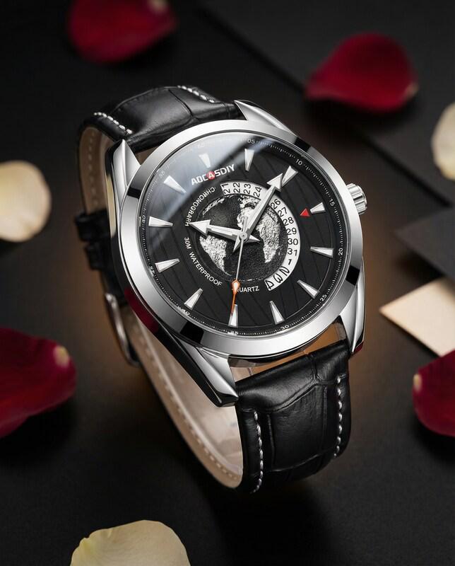 Black Leather Casual Watch