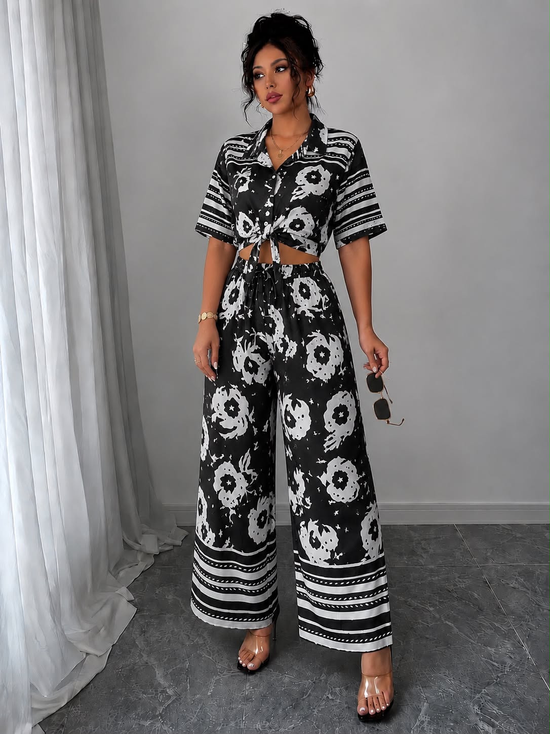 Floral co-ord set - Pink/mauve medallion print