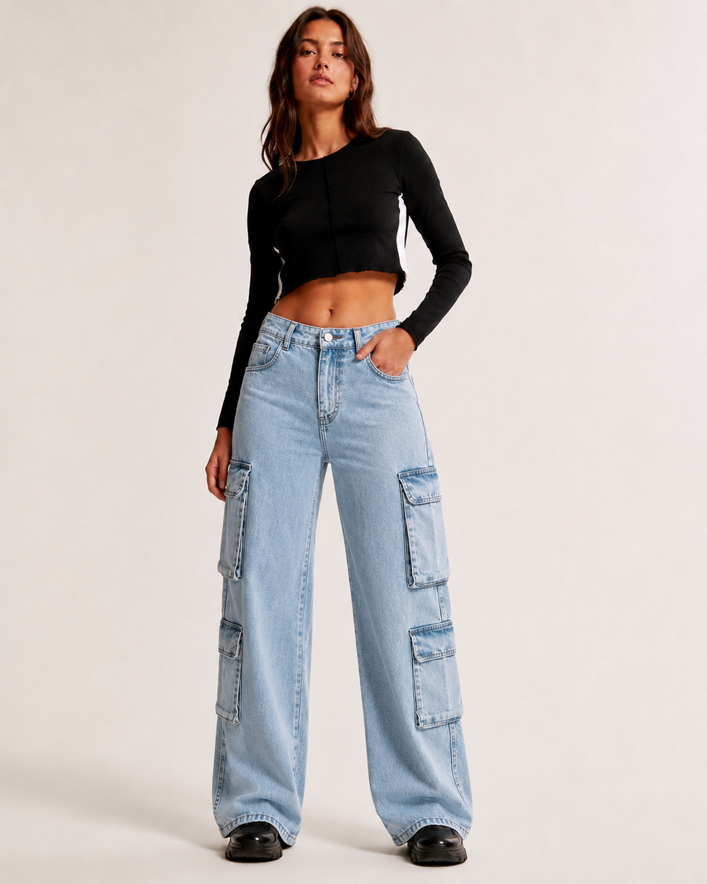 Light Blue cargo baggy jeans