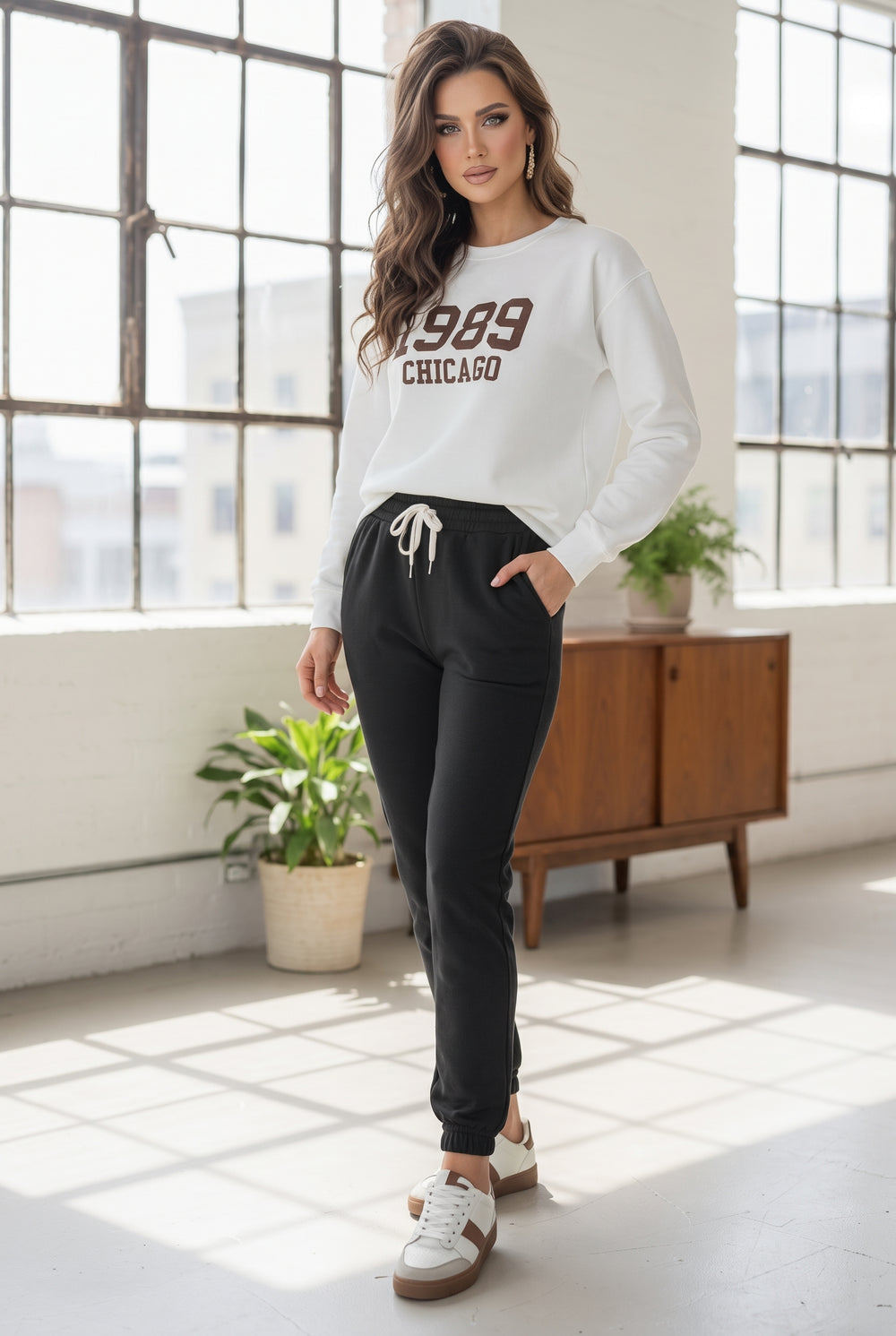 1989 Chicago sweatshirt and jogger set - Black