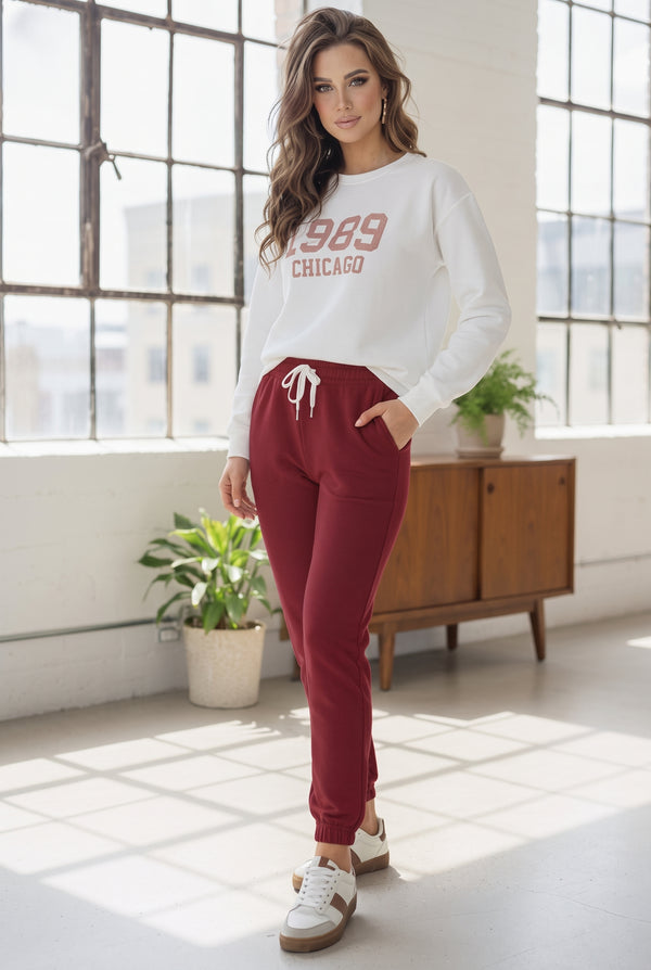 1989 Chicago sweatshirt and jogger set - Burgundy