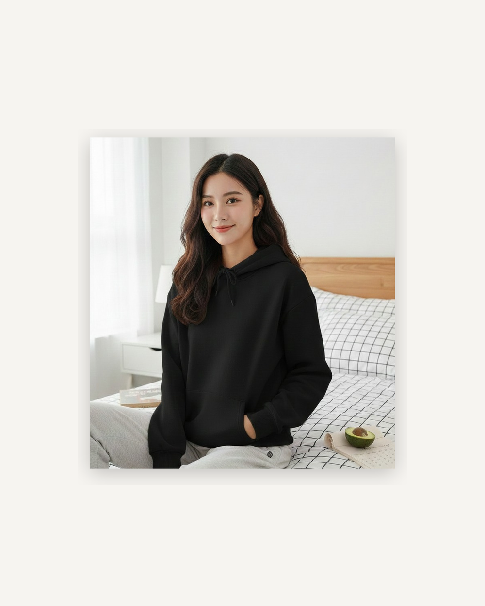 Women's cotton hoodie in black