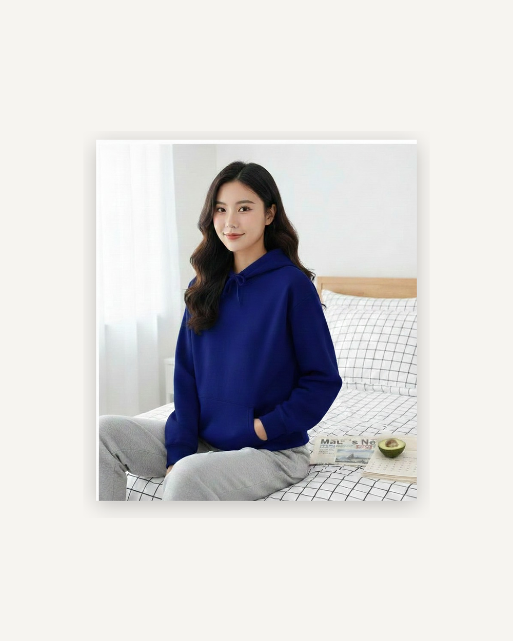 Women's cotton hoodie in royal blue