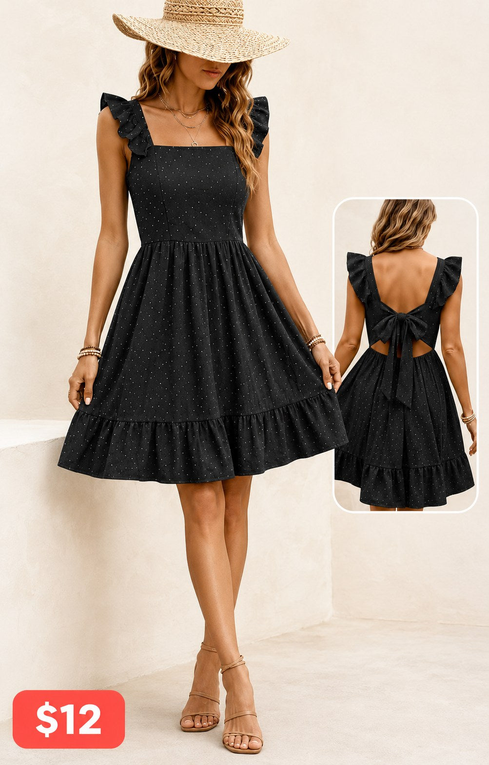 Ruffle Strap Smocked Tiered Mini Dress