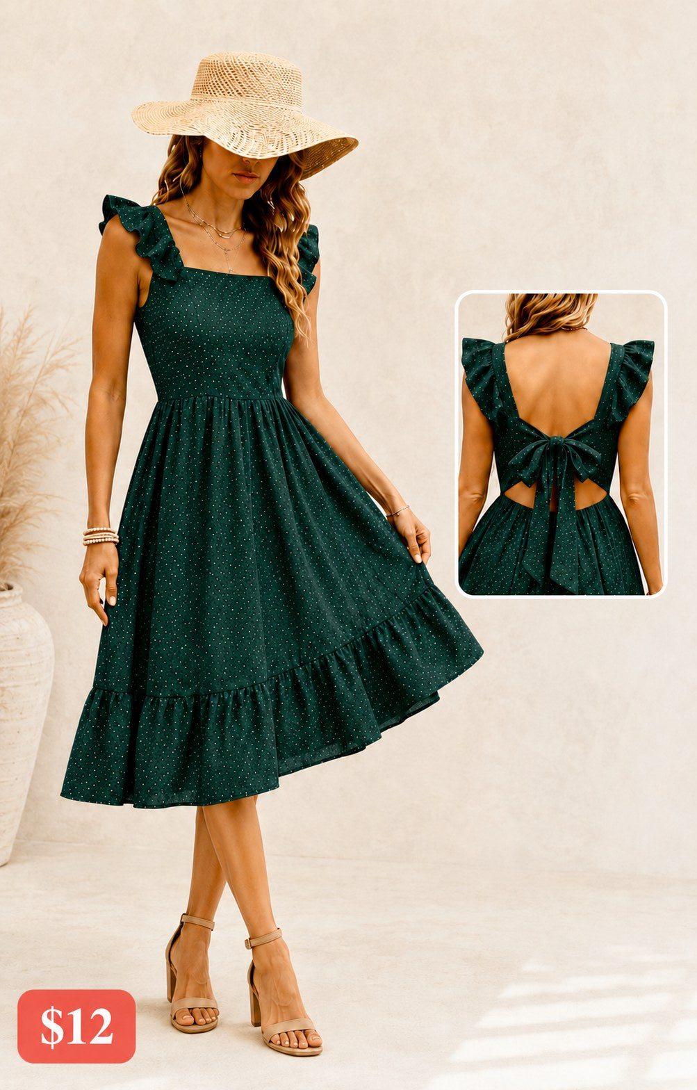 Ruffle Strap Smocked Tiered Mini Dress