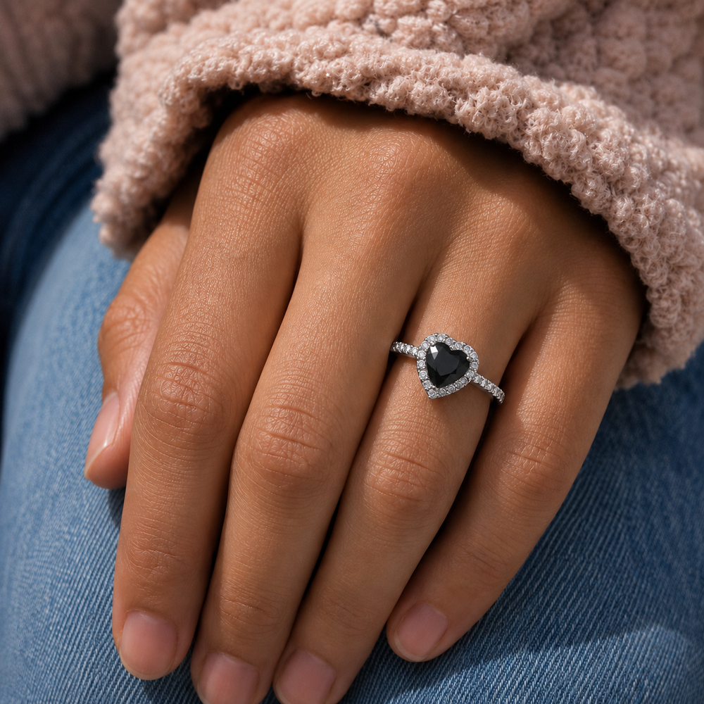 Black Heart Pavé Ring