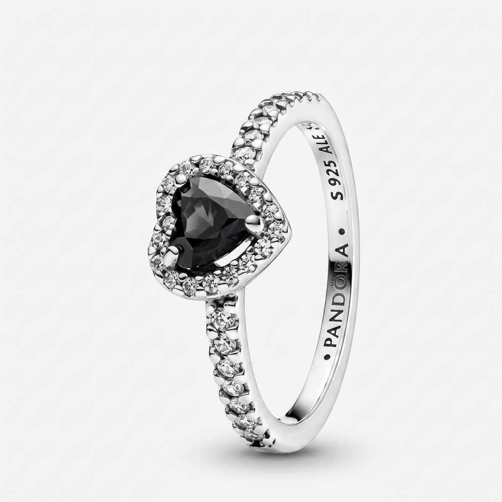 Black Heart Pavé Ring