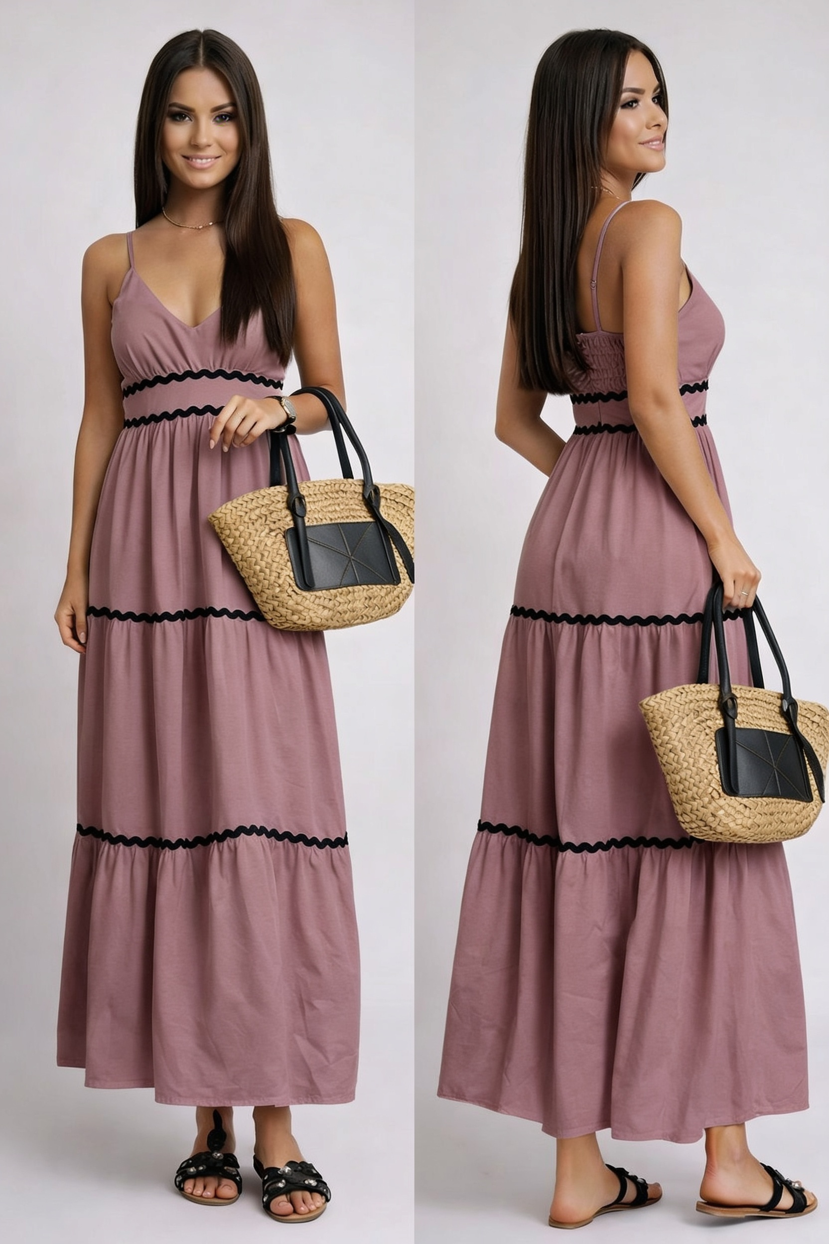 Summer Maxi Dress - Mauve, front and back