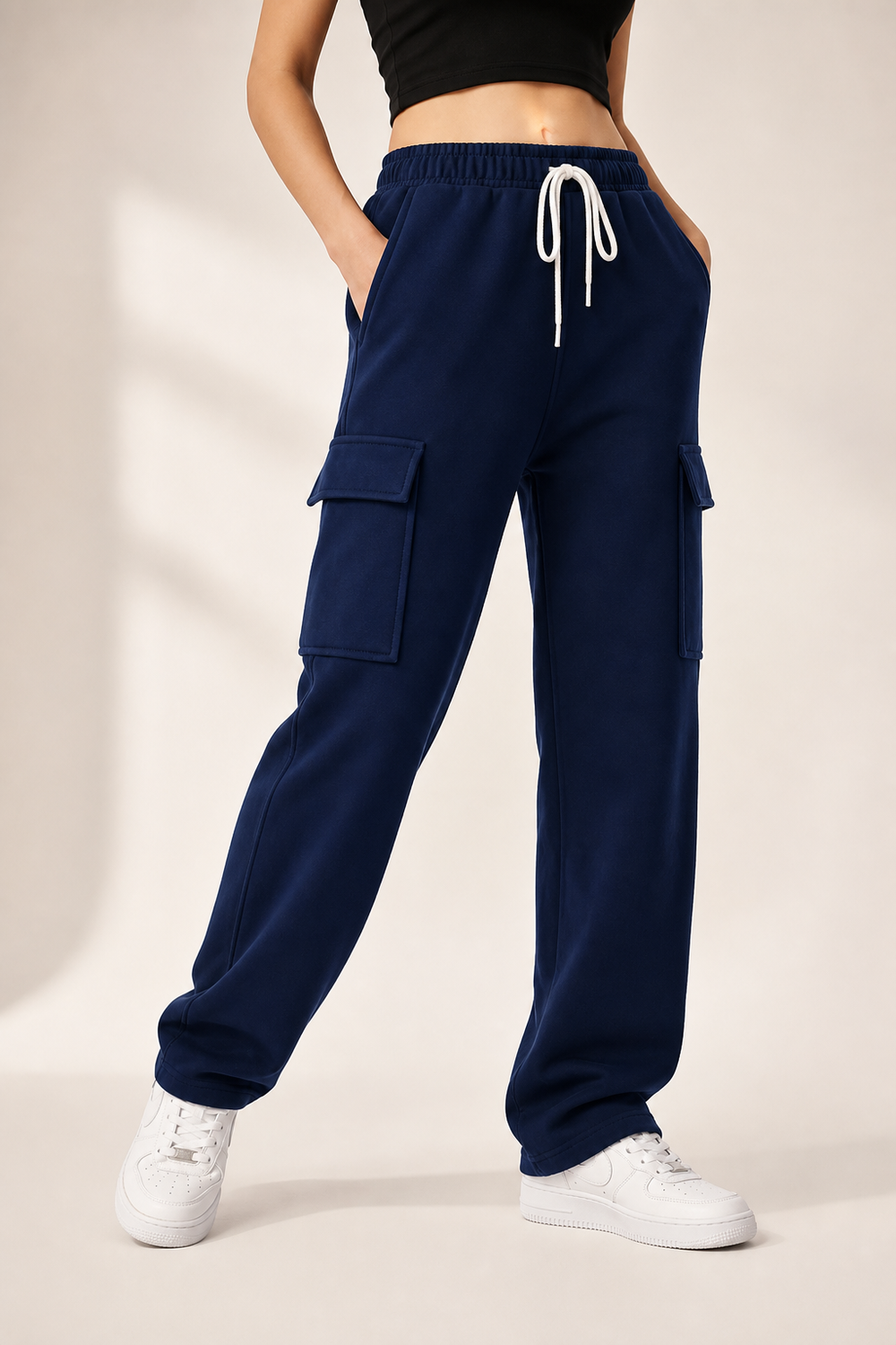 Women's Cargo Jogger Sweatpants - Navy