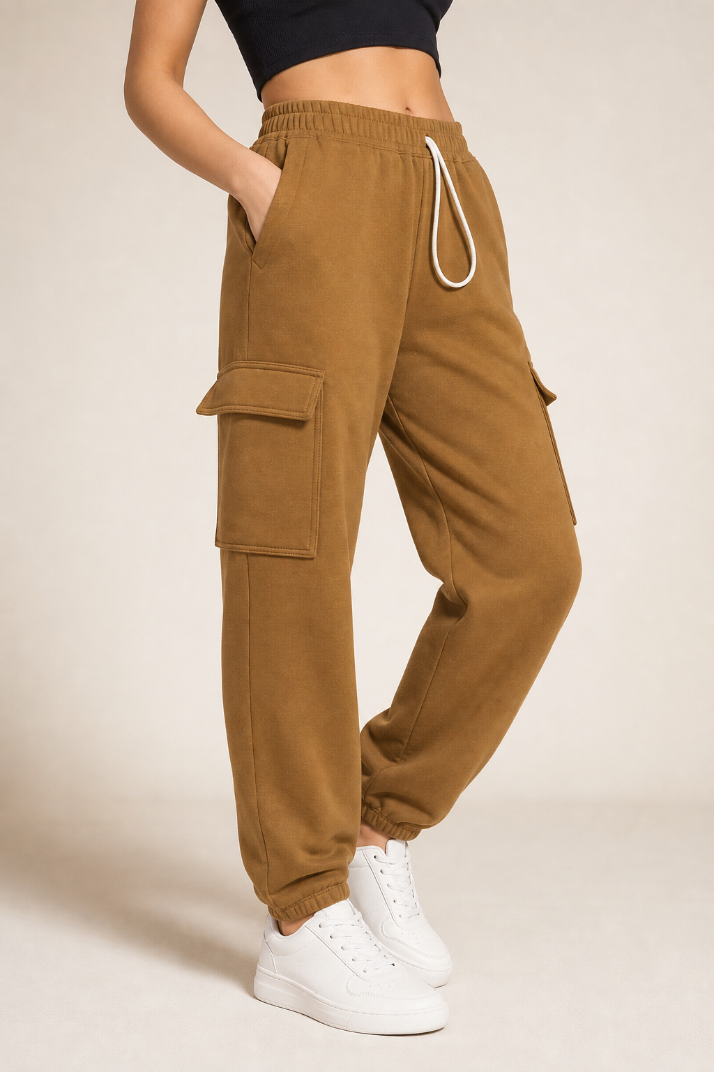Women's Cargo Jogger Sweatpants - Army Green