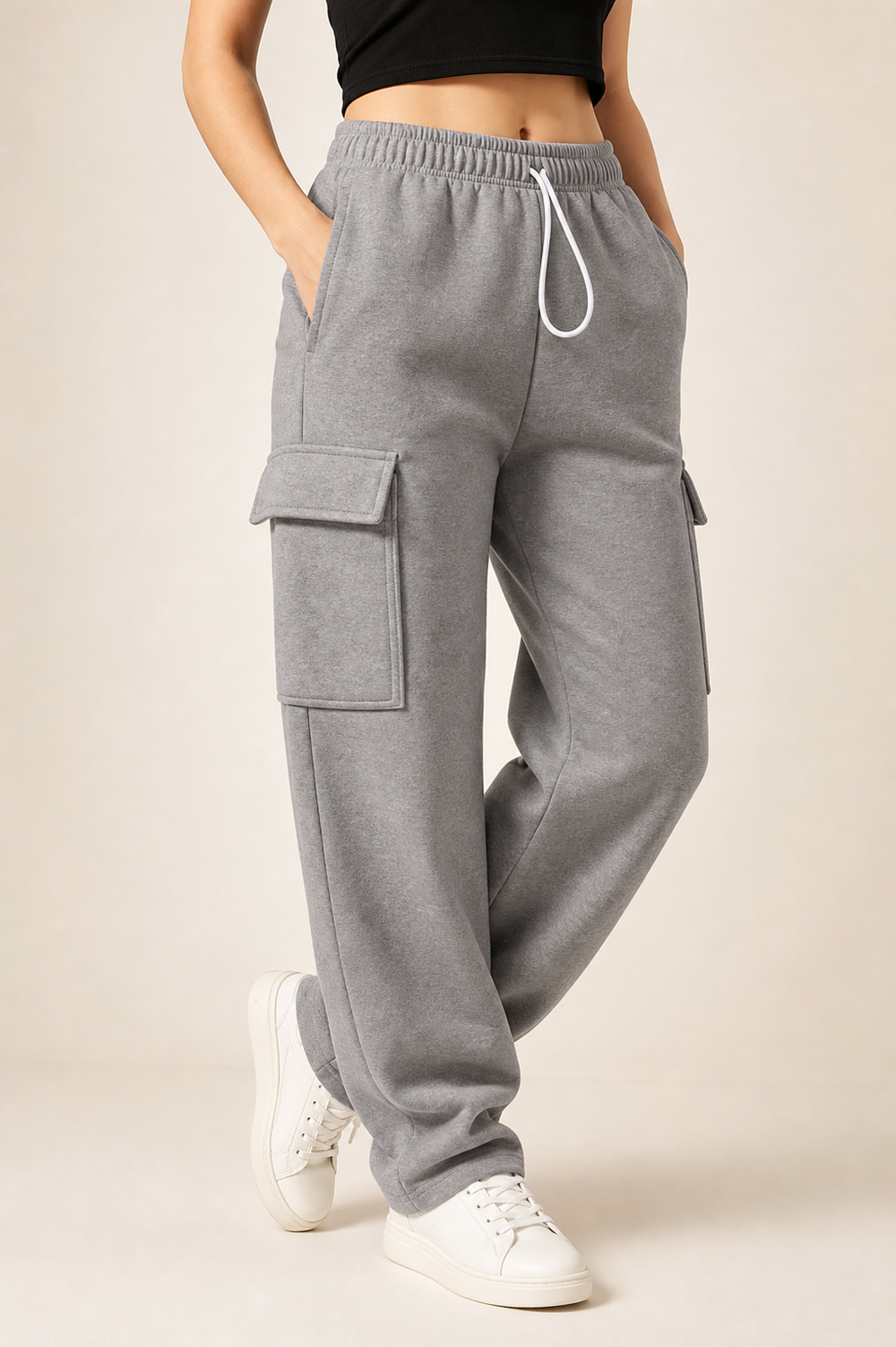 Women's Cargo Jogger Sweatpants - Heather Grey