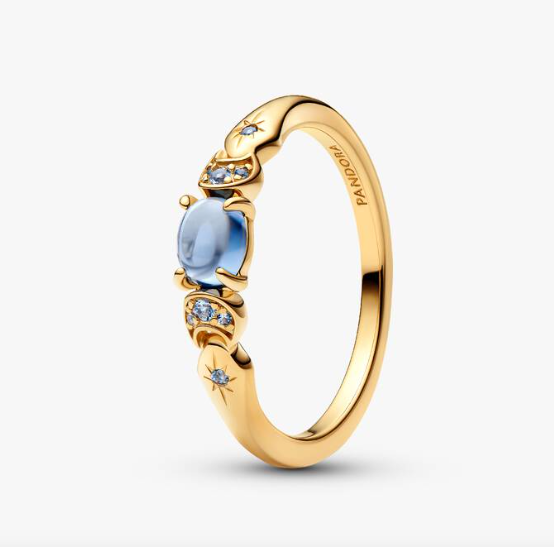 Blue Triple Stone Gold Ring