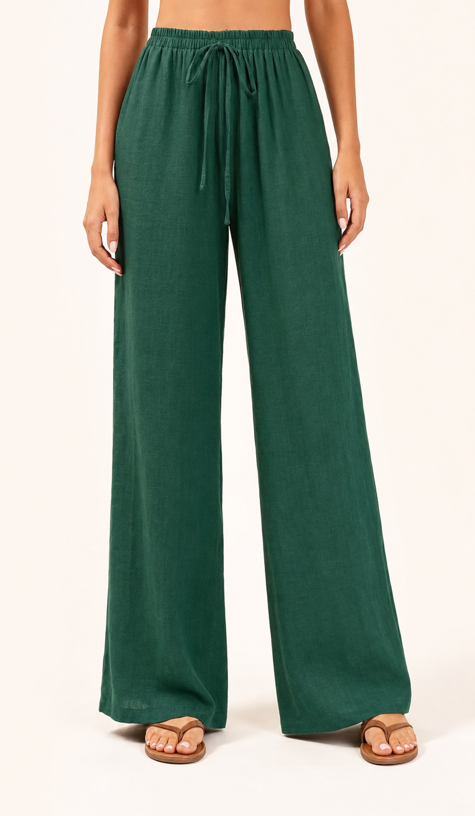 Linen Pants in Emerald Green