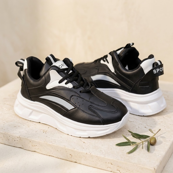 Onyx sport chunky sole sneakers in black and white