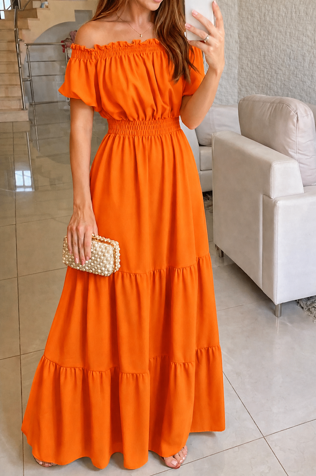 Riviera Off-Shoulder Tiered Maxi Dress