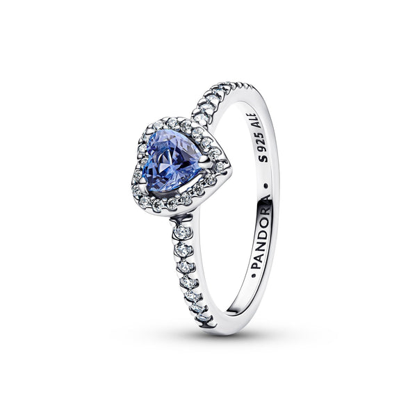 Blue Sparkling Heart Ring
