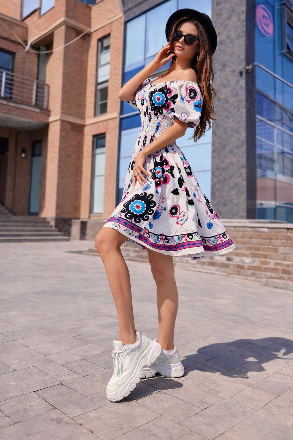 Amalfi Off-Shoulder Floral Mini Dress