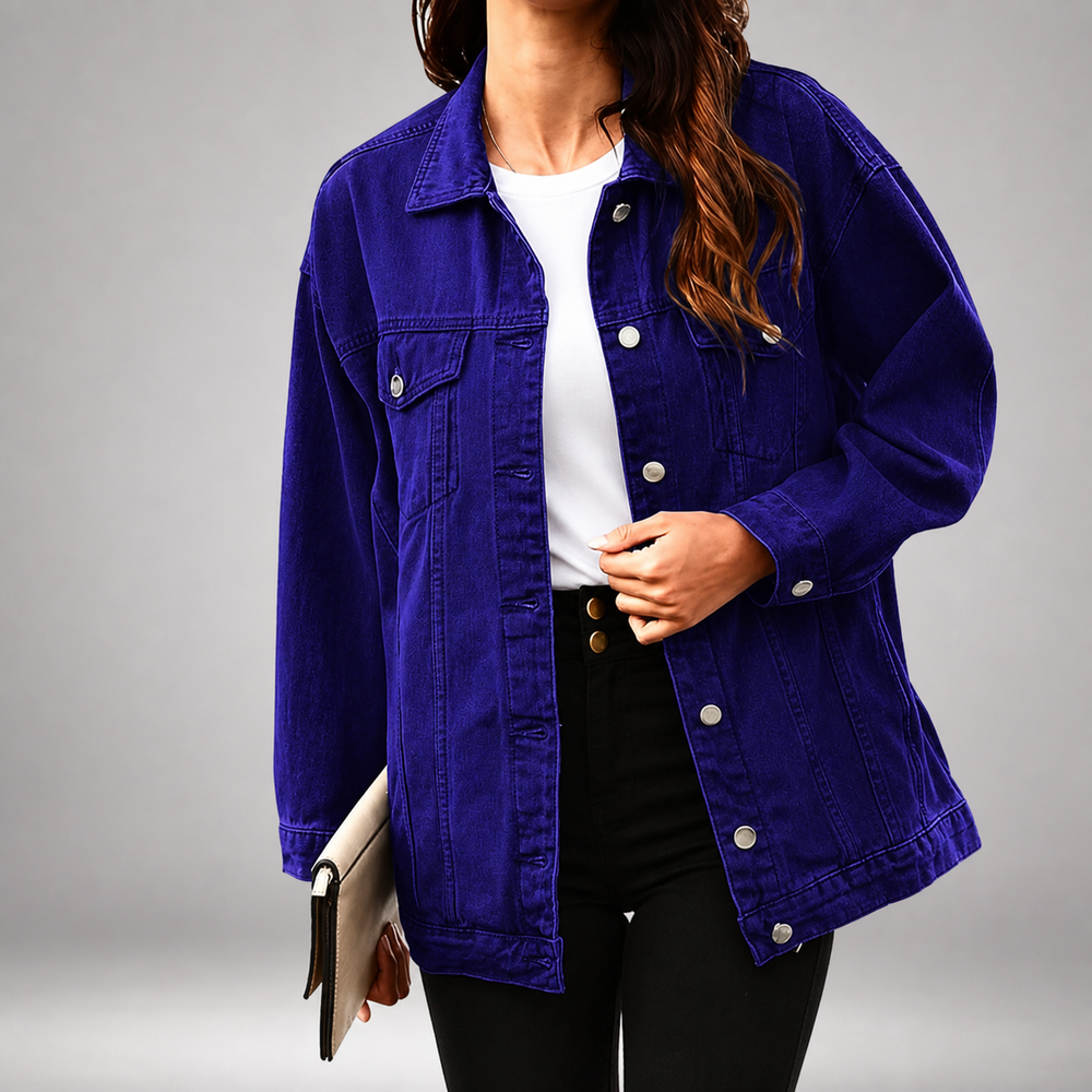 Blue oversized denim jacket