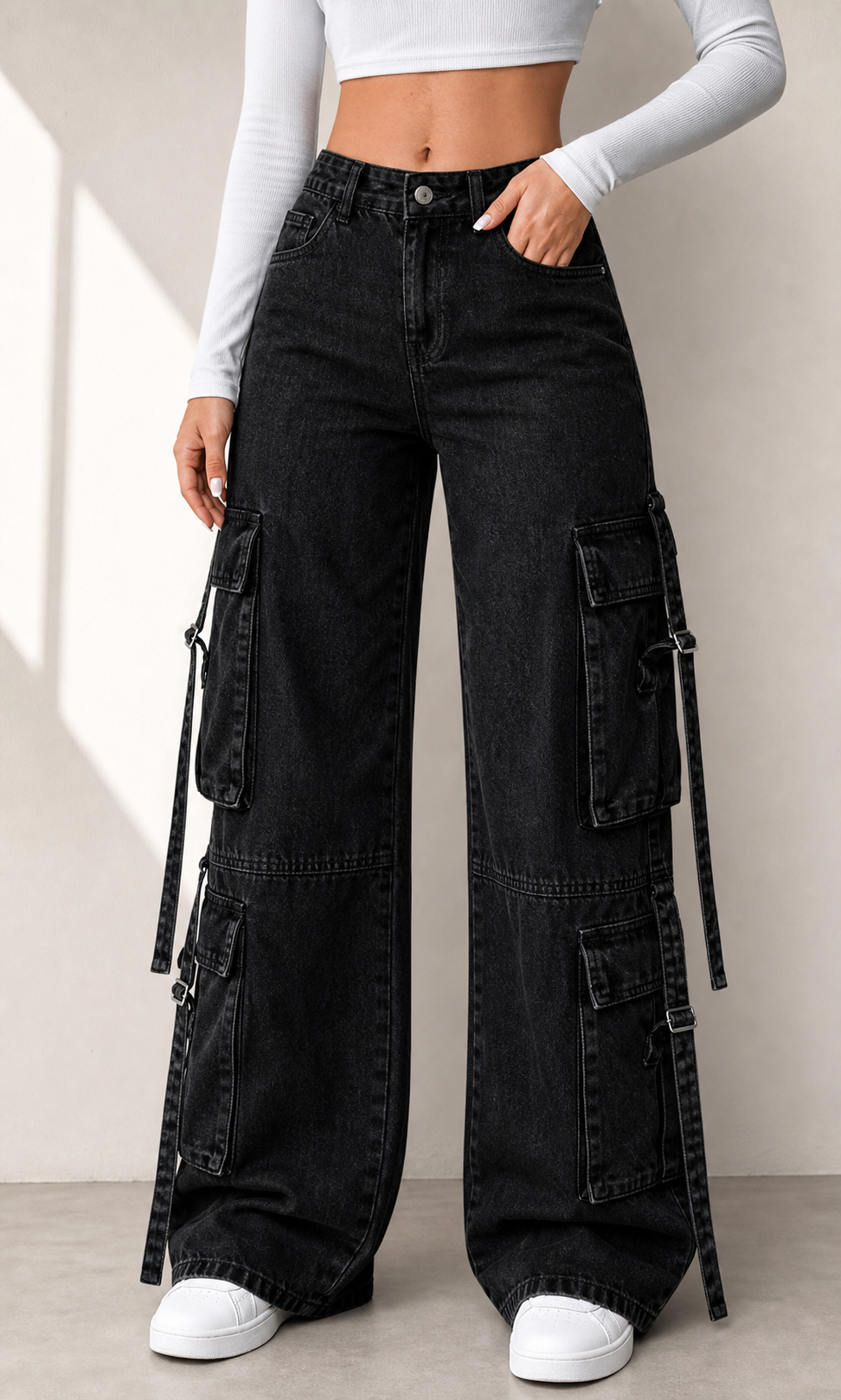 Trendy Cargo Jeans in black